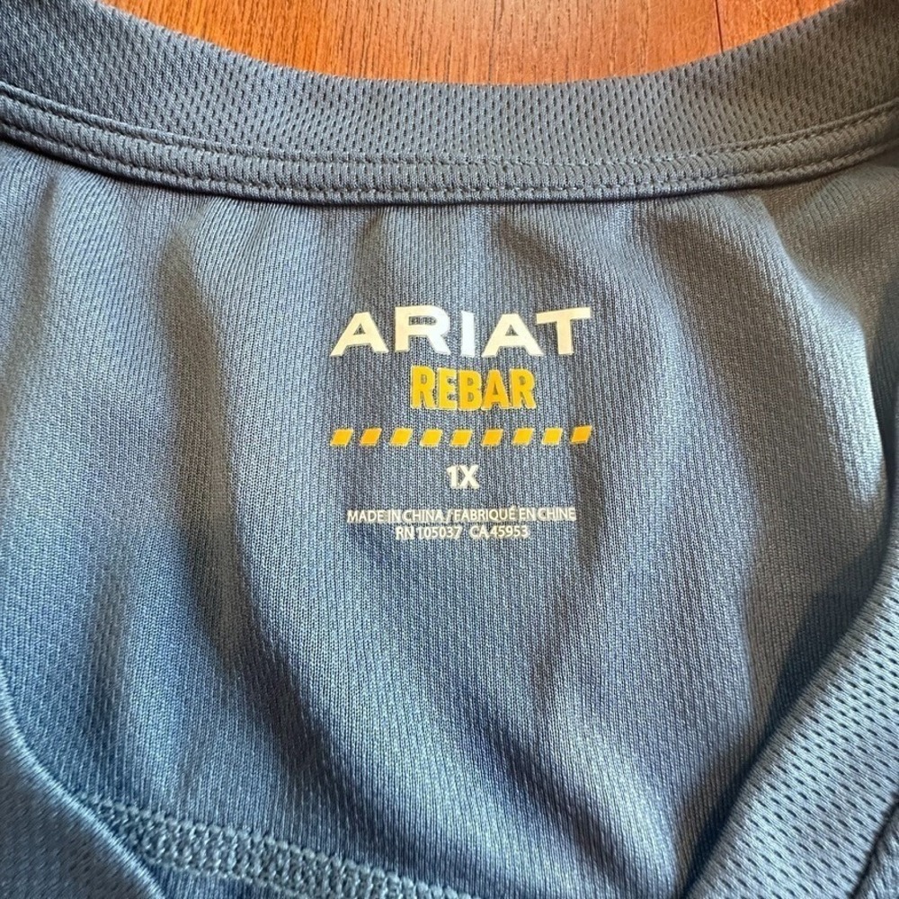 ARIAT Rebar T-Shirt 1XL Blue Workwear Polar Tech Elite All Season Gorpcore Tough